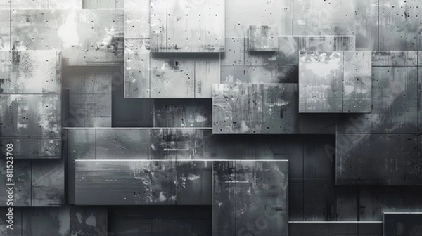 Obraz 3D rendering of rough metal cubes.