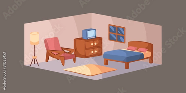 Fototapeta Bedroom Room Interior Design Simple Perspective 3D