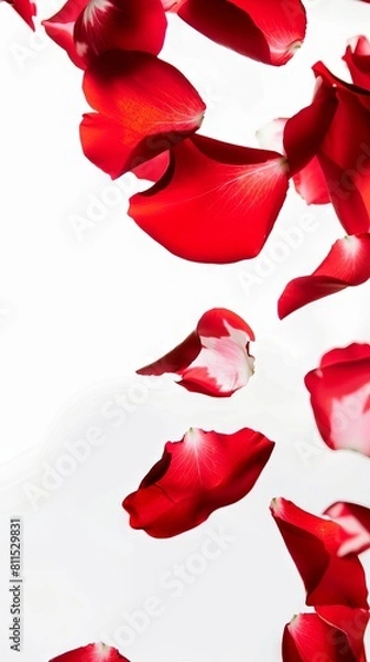 Fototapeta Red petals floating in the air Generative AI.