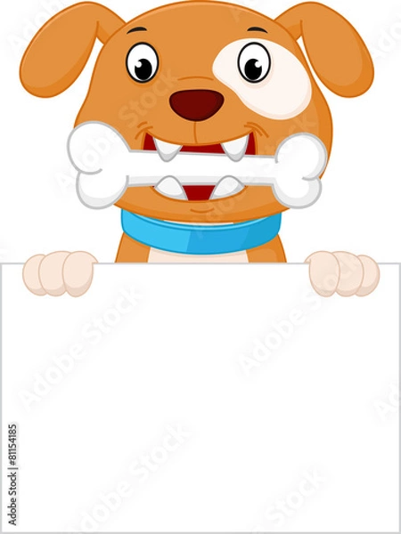 Obraz Happy dog cartoon with bone