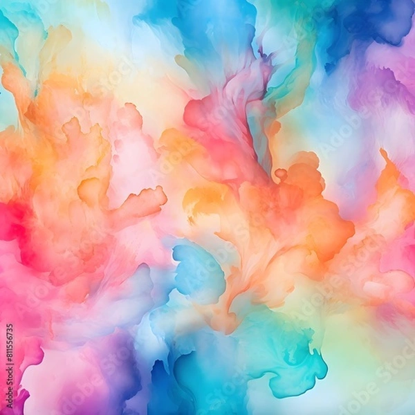 Fototapeta Colorful watercolor paint background texture. Generative AI.
