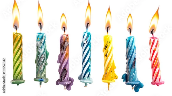 Fototapeta Burned birthday candles isolated on transparent background
