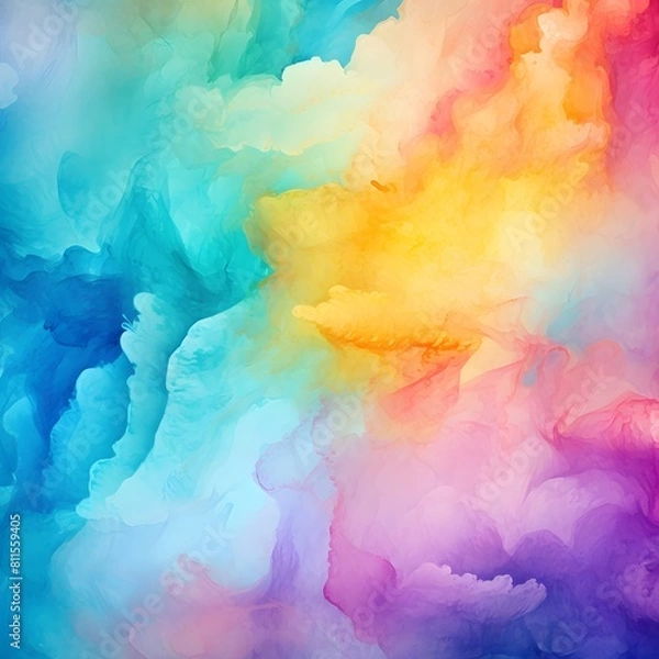 Fototapeta Colorful watercolor paint background texture. Generative AI.