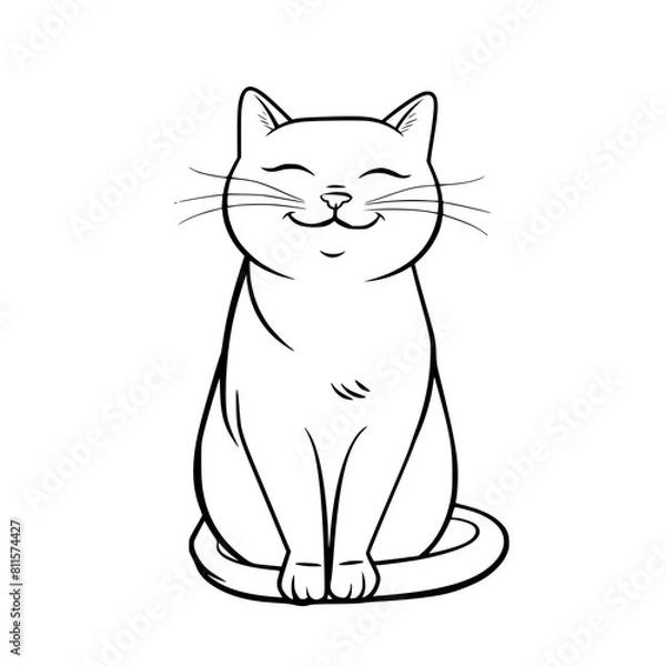 Obraz cat vector, line art cat, cat outline, cat svg, cat png, cat illustration, Persian cat, Siamese, Maine Coon, Persian, Ragdoll, Bengal, Scottish Fold, Sphynx, Abyssinian, Russian Blue, Norwegian Forest
