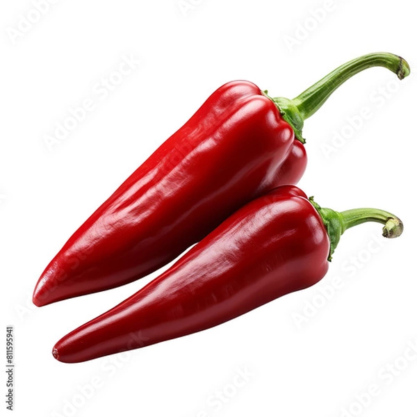 Fototapeta Two red chili peppers isolated on transparent background