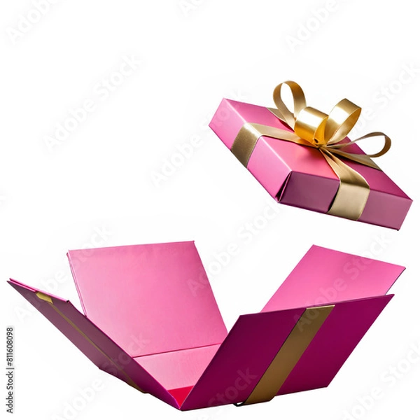 Fototapeta gift boxes red and white color with gold ribbons opened