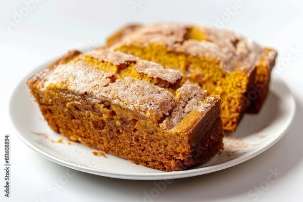 Fototapeta Elegant Presentation of 3-Ingredient Pumpkin Bread with Subtle Sweetness