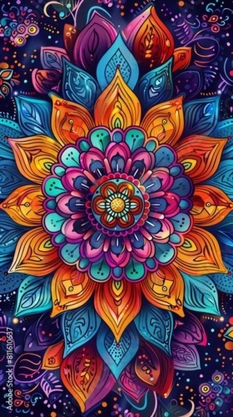 Fototapeta Colorful illustration of mandala patterns