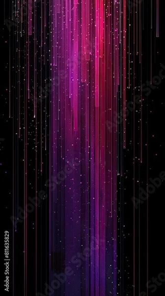 Fototapeta A sleek vertical arrangement of magenta and violet plexus patterns cascading over a black canvas, designed with a dedicated text area at the bottom for detailed explanations or calls to action