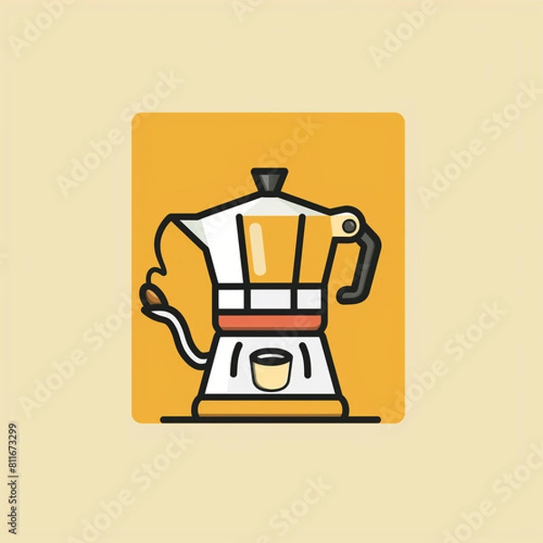 Fototapeta Moka pot icon. Vector illustration. Mocha Pot Modern Simple Vector Icon. Classic coffee maker. Vector line symbol.