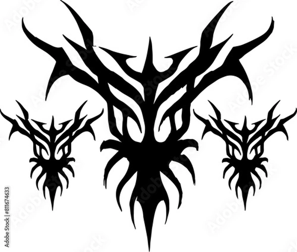 Obraz Unique Tribal Vector Shape - Gothic Y2K Sharp Element for Graphic Design and Artistic Project
