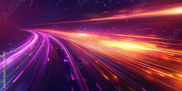 Fototapeta Violet and tangerine rapid futuristic backdrop.