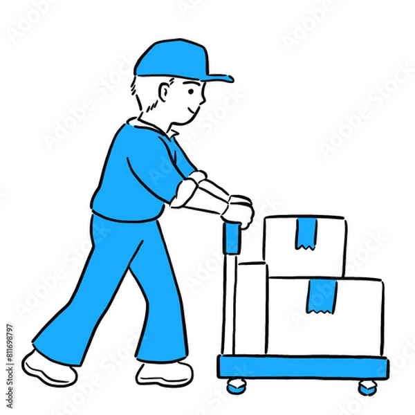 Fototapeta 台車を押す配達員の男性