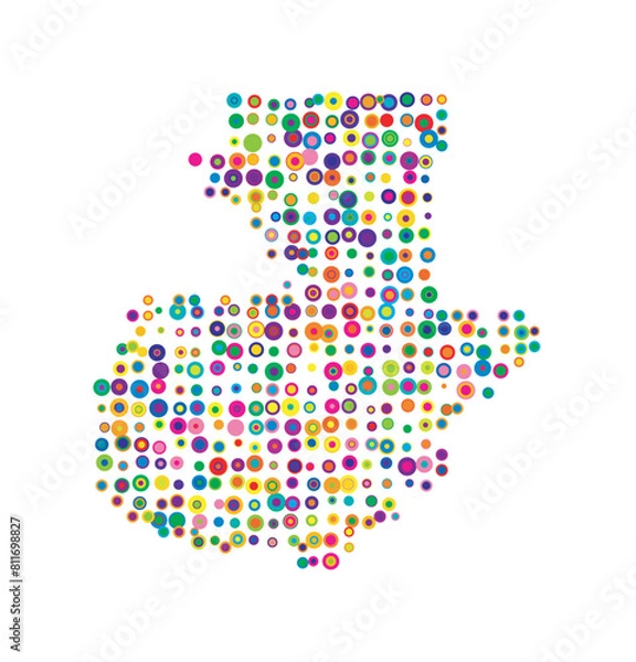 Fototapeta Abstract map of Guatemala drawn with overlapping colored circles like sweets or candies