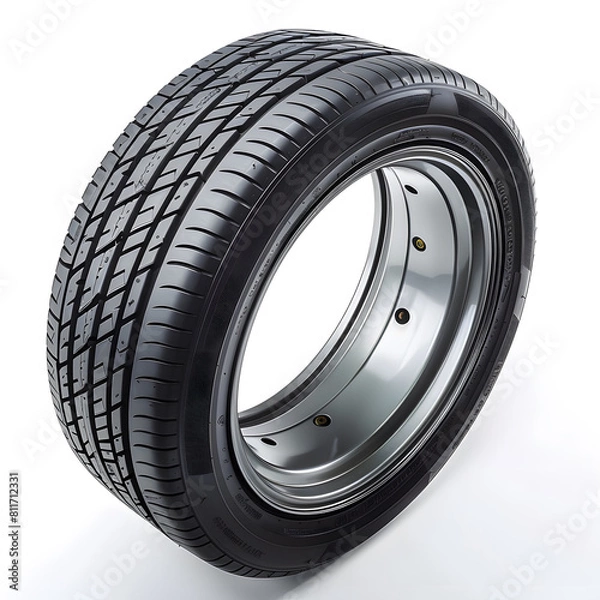 Fototapeta Car tire isolated on white background