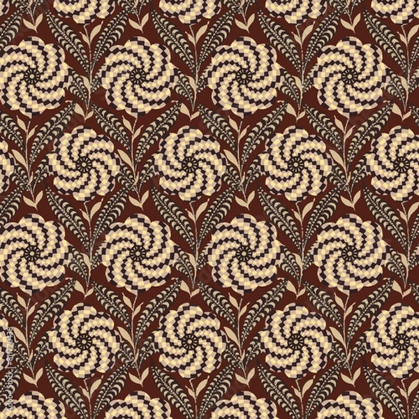 Fototapeta Ajrakh Pattern, Ikat, block print Pattern, batik print Pattern, madhubani, kalamkari, chinz, kani, Abstract, shirting design, Background digital printing textile pattern wallpaper	