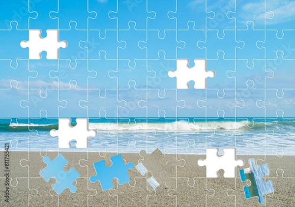 Obraz サーフ　ビーチ　イメージ素材　ジグソーパズル調