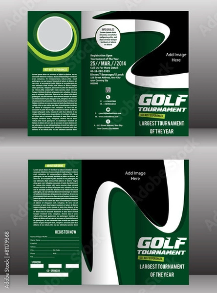 Obraz tri fold golf brochure & flyer template