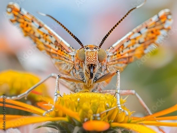 Fototapeta Captivating Macro Shot of Vibrant Insect on Wildflower during Outdoor Adventure