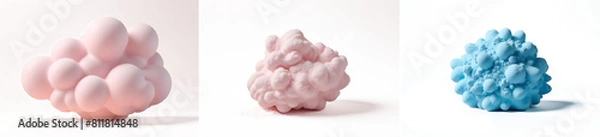 Fototapeta A large, fluffy pink cloud-like shape against a dark background