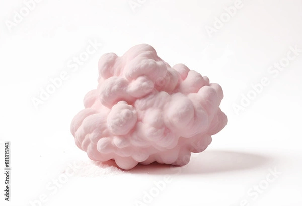 Fototapeta A large, fluffy pink cloud-like object against a dark background