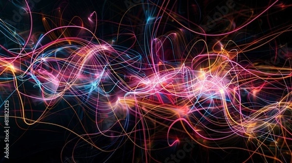 Fototapeta Abstract glowing futuristic wavy background.