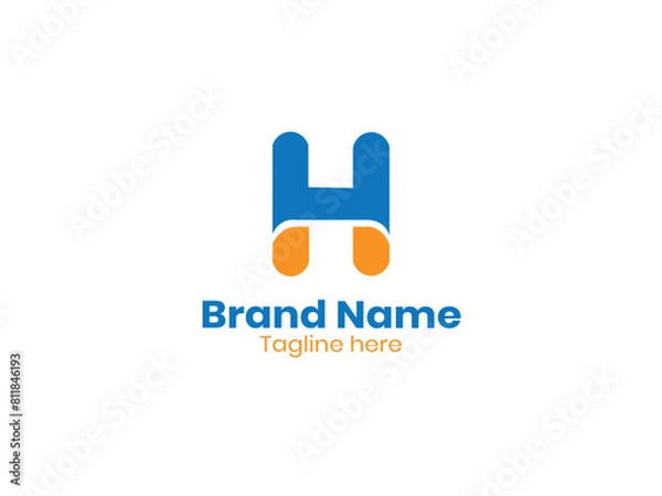 Obraz H Letter logo  design . Illustrated logo,minimal design.Creative minimalist abstract logo design .