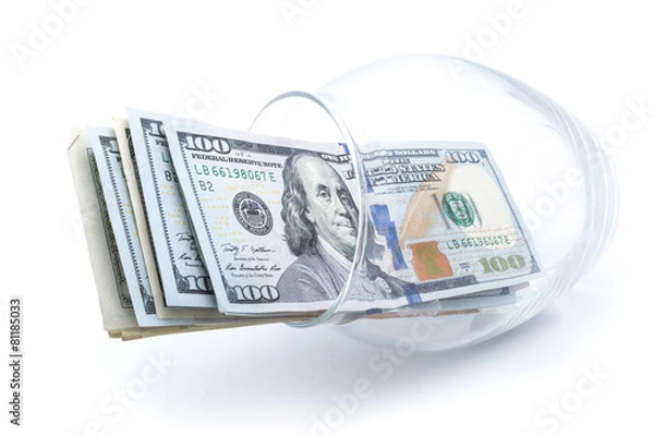Fototapeta Доллары в стеклянной вазе