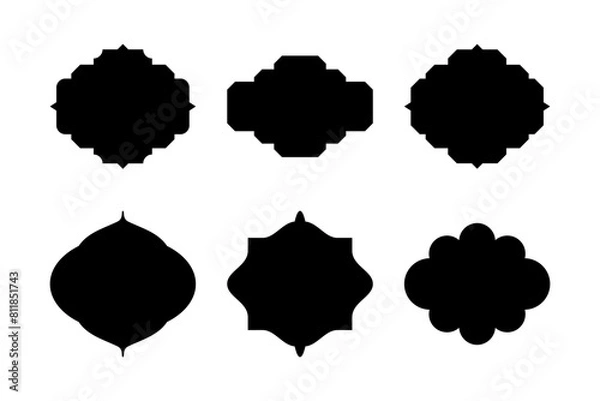 Fototapeta Label Frame Emblems Badges Shape black Glyph pictogram symbol visual illustration Set 