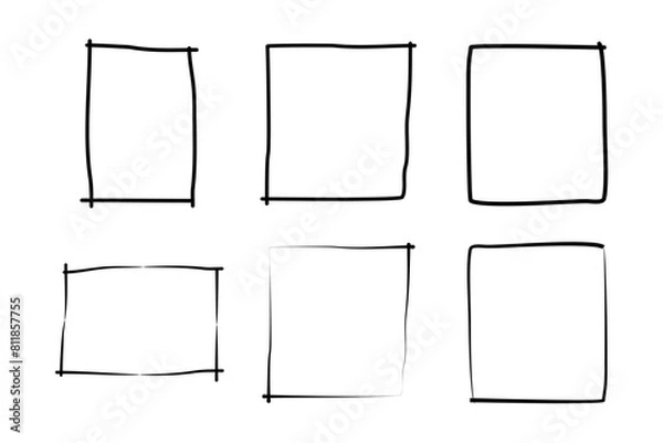 Fototapeta Hand Drawn Frame Square Double Thin Line pictogram symbol visual illustration Set