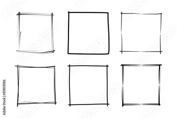 Fototapeta Hand Drawn Frame Square Double Thin Line pictogram symbol visual illustration Set
