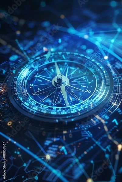 Fototapeta Digital Compass: Modern technology and enhanced data transfer