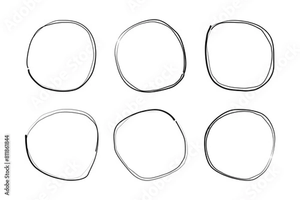 Fototapeta Hand Drawn Frame Circle Double Thin Line pictogram symbol visual illustration Set