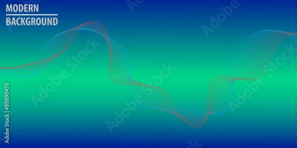 Fototapeta Dynamic waves line vector background with dark blue, green, orange color abstract fit for poster, backdrop and information text