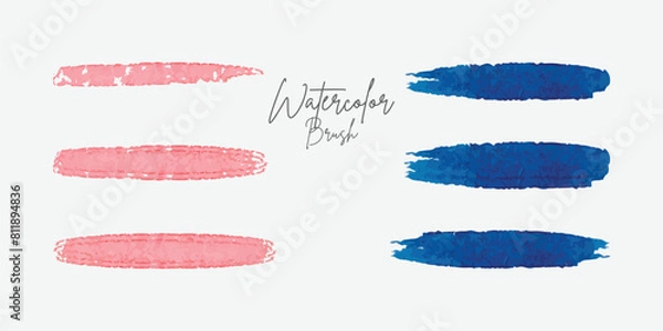 Obraz Realistic watercolor brush strokes set Colorful  patch background vector