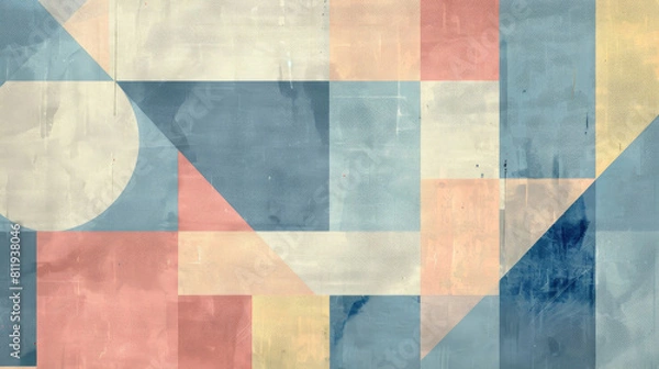 Obraz A simplistic pastel-hued geometric design featuring a blend of distressed and edgy artistic elements. Powered by Generative AI technology.