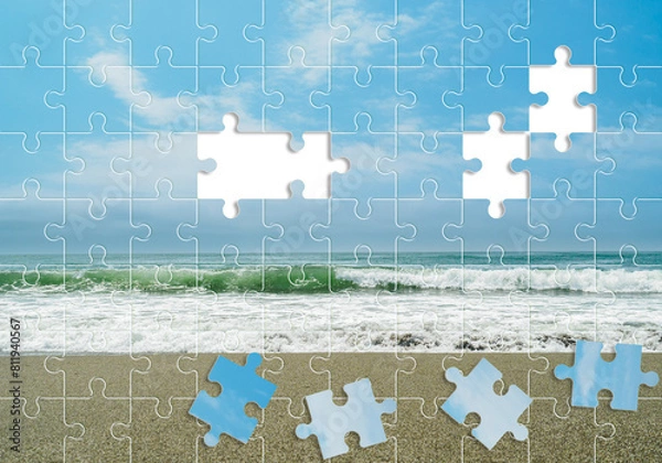 Obraz サーフ　ビーチ　イメージ素材　ジグソーパズル調