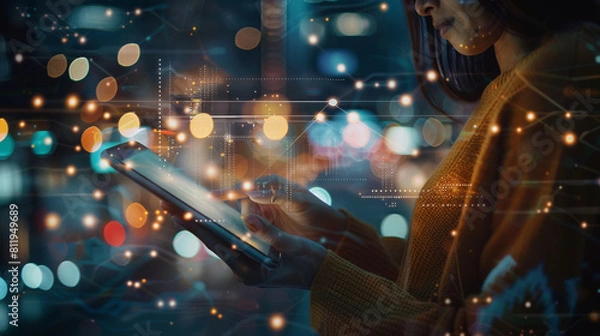 Fototapeta Cyber security and information Technology of business. data network.