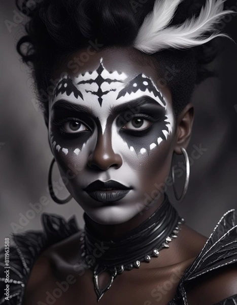 Fototapeta Tribal face paint portrait