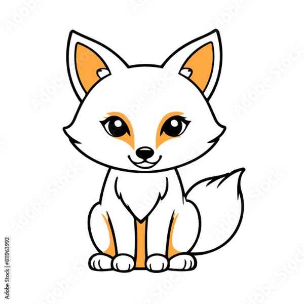 Fototapeta Vector illustration of a friendly Fox for little ones' joyful exploration