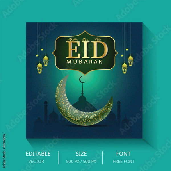 Fototapeta Eid Mubarak Islamic festival social media post template