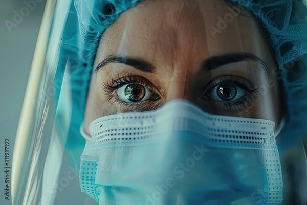 Obraz Doctor wearing face mask at the hospital , Generative Ai 