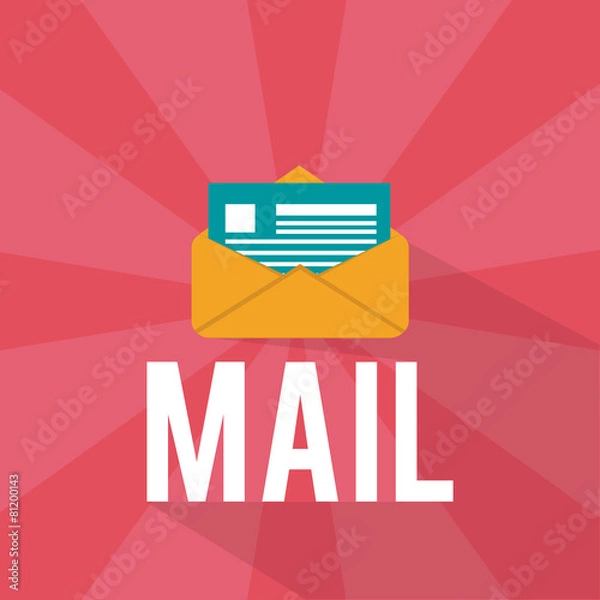 Fototapeta mail, enveloped over white word