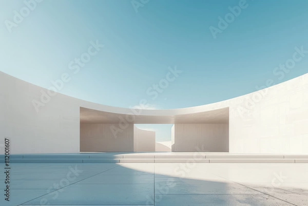 Obraz Concrete outdoor square building,Empty architectural background.
