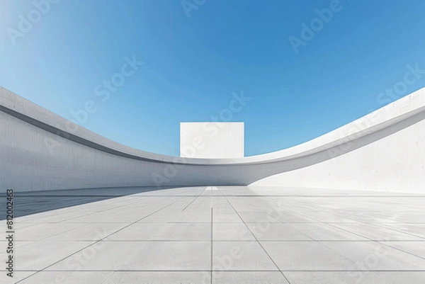 Fototapeta Concrete outdoor square building,Empty architectural background.
