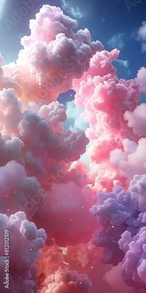 Fototapeta ethereal pink cloudscape with a wispy texture