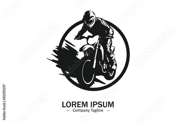 Obraz Logo of a motocross bike icon silhouette design on light background