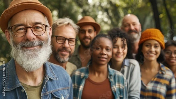Fototapeta Diverse group of individuals standing next to each other
