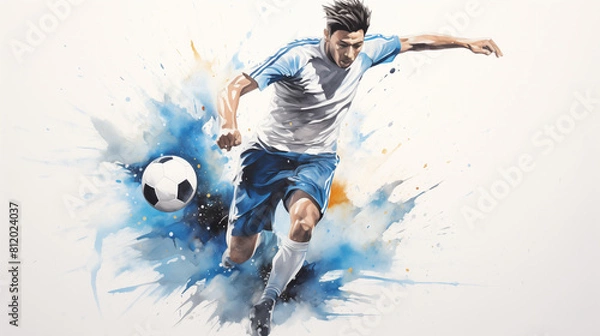 Obraz soccer player with ball abstract background
