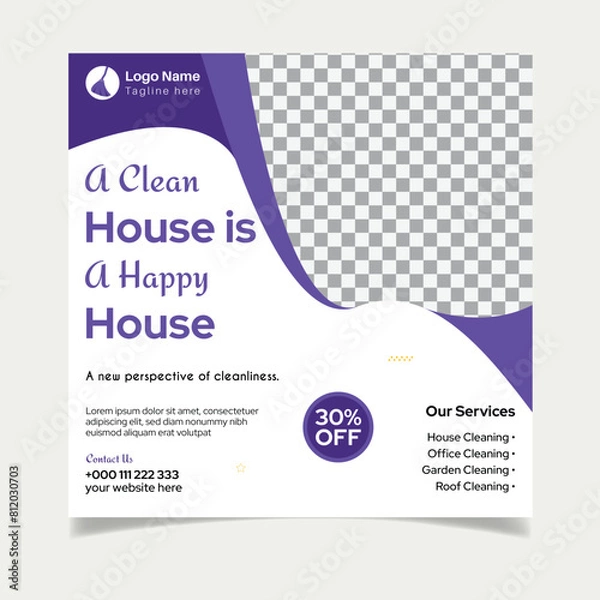 Obraz Cleaning service social media post design template